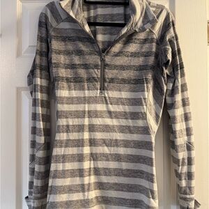 Lululemon Gray Striped Quarter-Zip Pullover